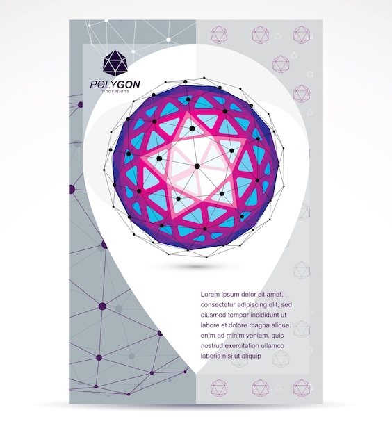 Digital innovations business promotion idea, brochure head page. Vector abstract 3d bright geometric shape, polygonal figure.