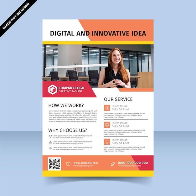 Digital and innovative idea bright colorful flyer design template