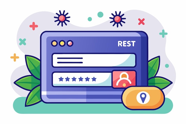 a digital interface displaying a reset password option featuring colorful elements and security icons reset password customizable disproportionate illustration