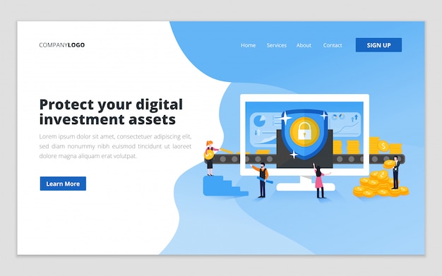 Modello di landing page per la protezione degli investimenti digitali