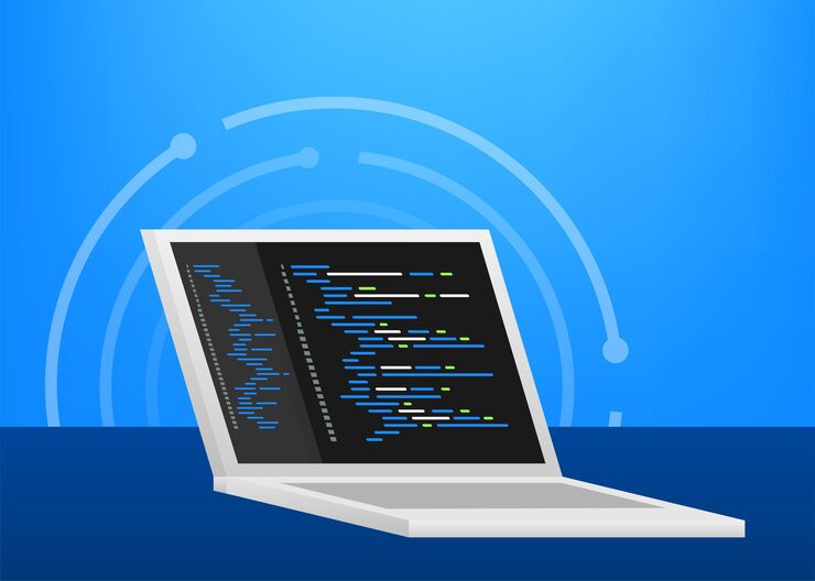 Vector digital java code text. computer software coding vector concept. programming coding script java, digital program code on screen illustration. vector stock illustration