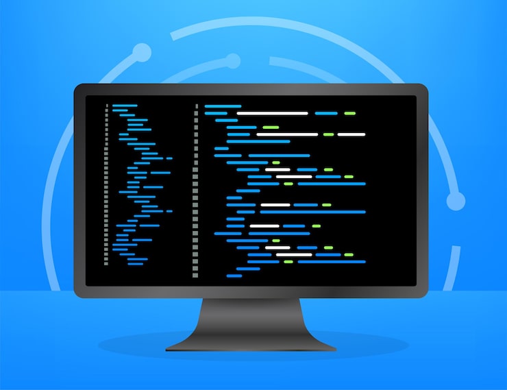 Vector digital java code text. computer software coding vector concept. programming coding script java, digital program code on screen illustration. vector stock illustration.