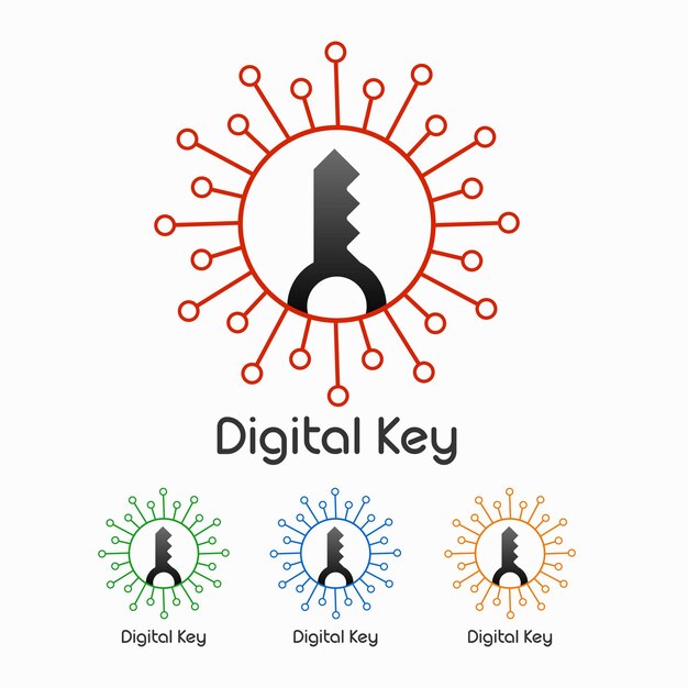 Vector digital key logo design vector template