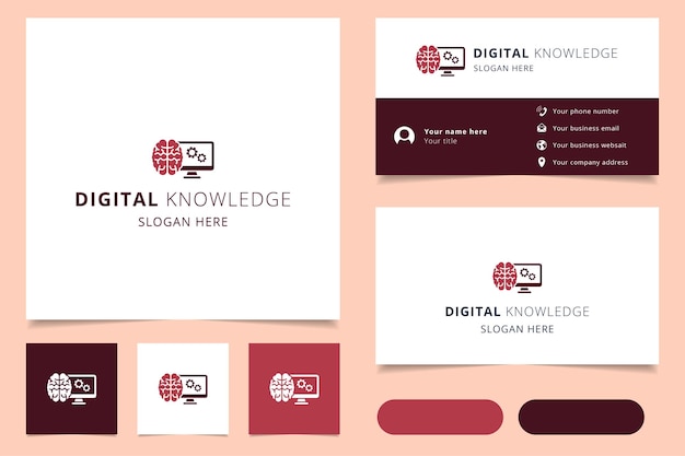 Digital knowledge logo design with editable slogan branding