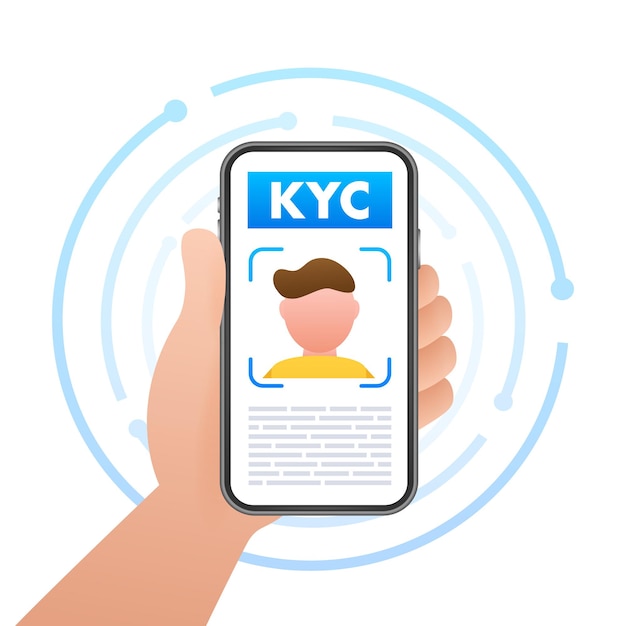 ベクトル 顔認識技術のベクトルを使用したスマートフォンの画面でのデジタル kyc 検証プロセス