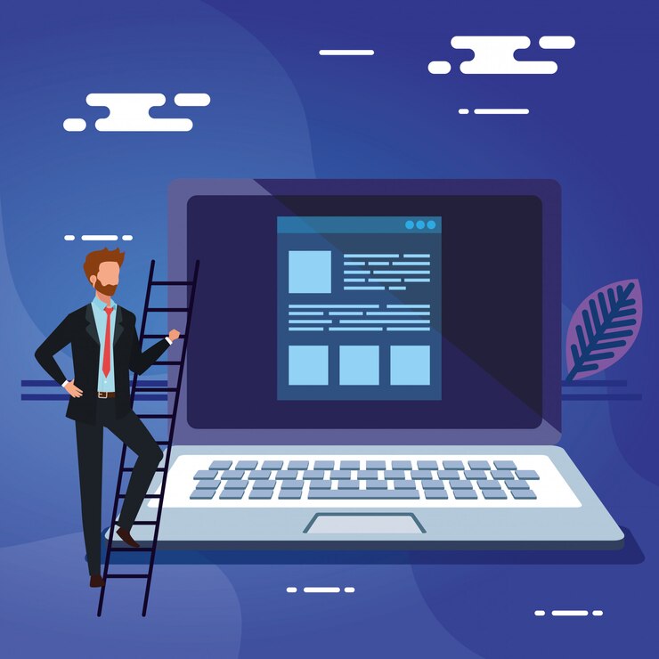 Vector digital laptop and man vector design