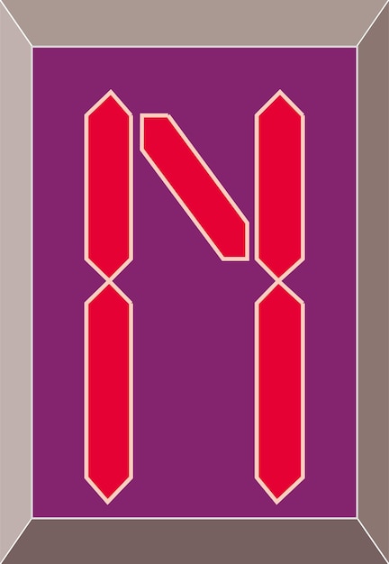 Alfabeto del monogramma della lettera n digitale. lettere maiuscole elettroniche, numeriche ed elettriche.