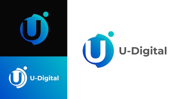 Digital letter U logo vector template