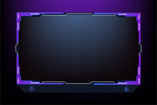 ベクトル デジタル ライブ ストリーミング オーバーレイ ベクトル 抽象的な形の放送画面デザイン 未来的なゲーム パネル デザイン ライブ ゲーム オーバーレイ パネルとオフライン フレームの背景に紫と濃い色