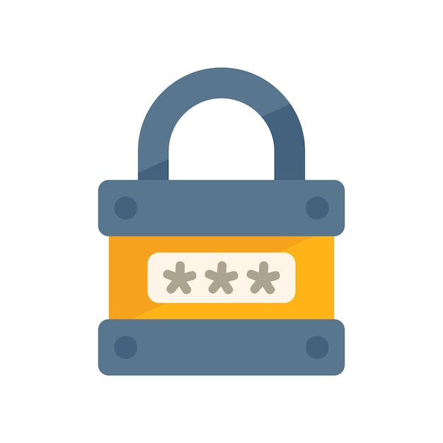 Digital lock icon flat vector Page log Web mobile isolated