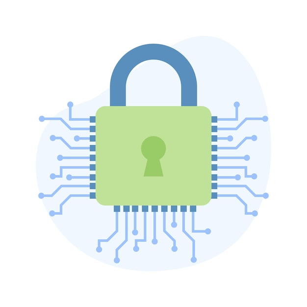 Digital lock vector design concept icon of cyber security in trendy flat style