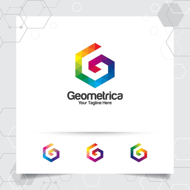 Logo digitale design vettoriale lettera g concetto con pixel colorati moderni per app software studio tecnologico e business