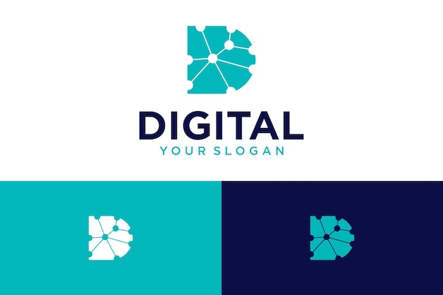 digital logo design with letter d and technology