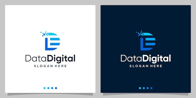デジタルロゴアイコン。文字d、e、de、ベクトル要素。デザインテンプレートのロゴ。プレミアムベクトル