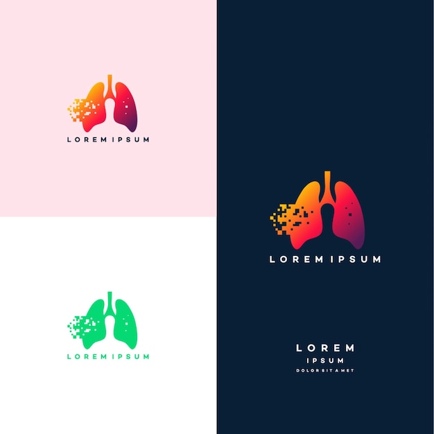 Digital lungs, pixel lungs logo designs concept, design concept, logo, logotype element for template