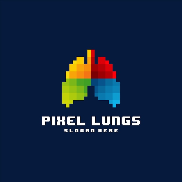 Digital Lungs、Pixel Lungsロゴデザインコンセプト、デザインコンセプト、ロゴ、テンプレートのロゴタイプ要素