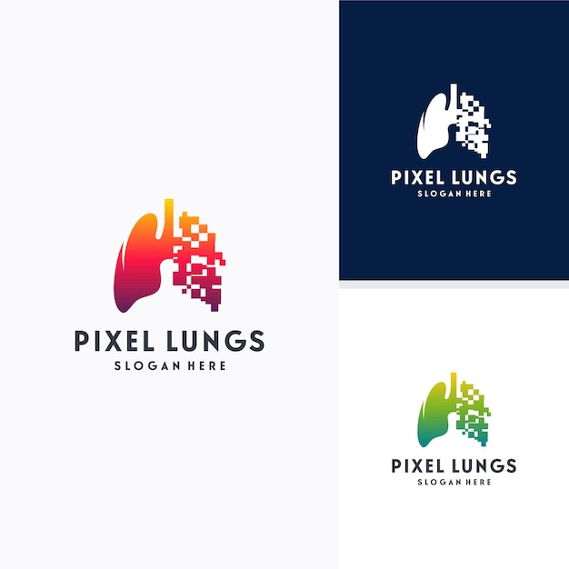 Digital Lungs, Pixel Lungs logo designs concept, design concept, logo, logotype element for template