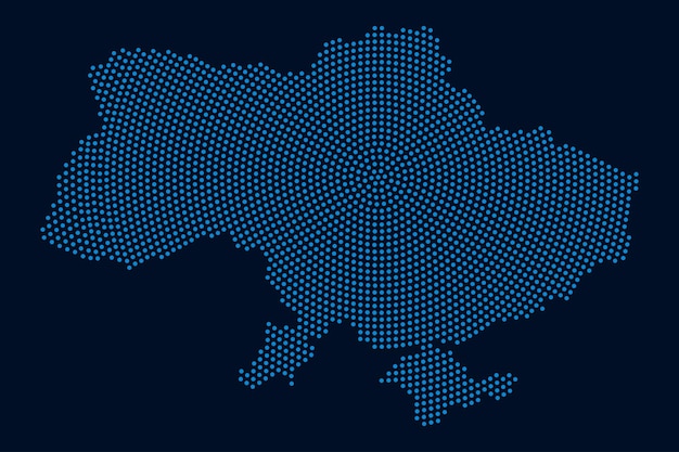 Digital map of Ukraine Dots in a circle