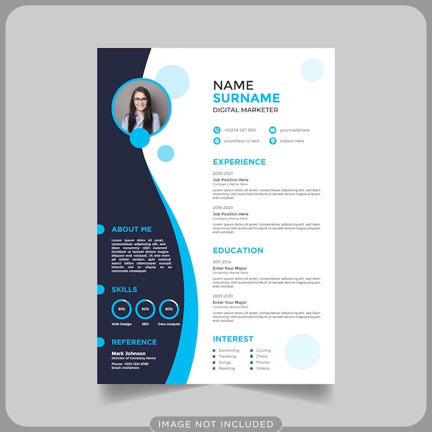 Vector digital marketer cv or resume template