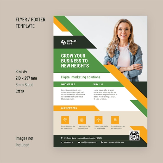 Digital marketing agency A4 CMYK print ready flyer design template