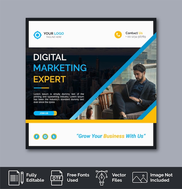 디지털 마케팅 대행사 및 기업 소셜 미디어 게시물 템플릿