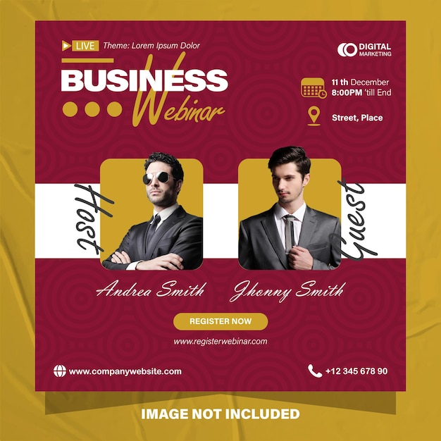 Digital marketing agency and business corporate webinar social media post template design