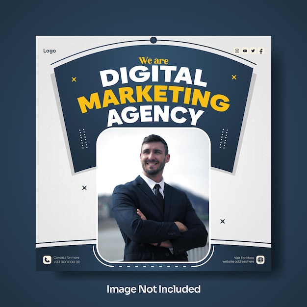 Digital marketing agency business promotional banner or social media post template