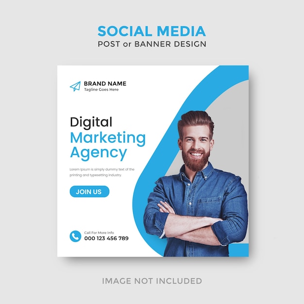 Digital marketing agency and business social media post design template premium vector