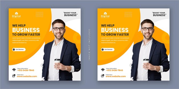 Vector digital marketing agency and corporate business flyer square instagram social media post banner