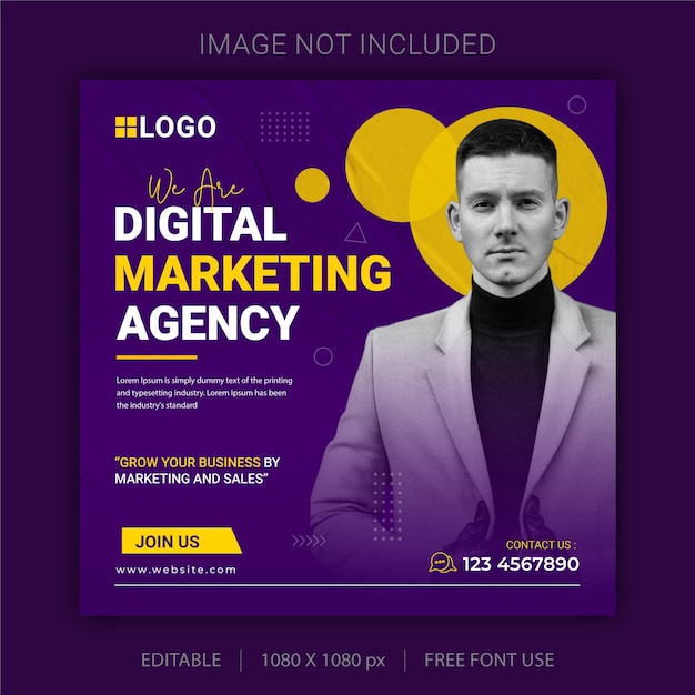 Vector digital marketing agency and corporate business flyer square social media post banner