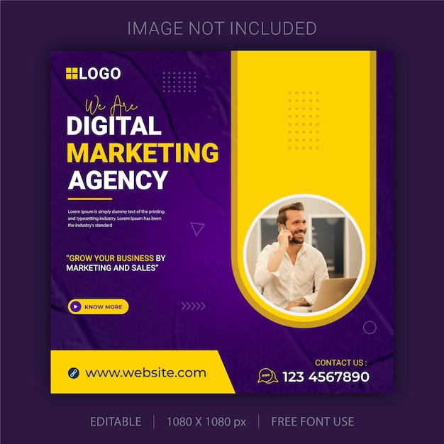 Digital marketing agency and corporate business flyer square social media post banner