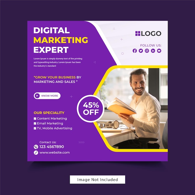 Digital marketing agency and corporate business flyer square social media post banner