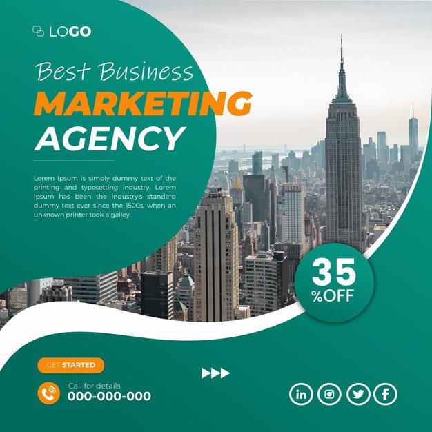 Digital marketing agency and corporate business instragram social media post template banner