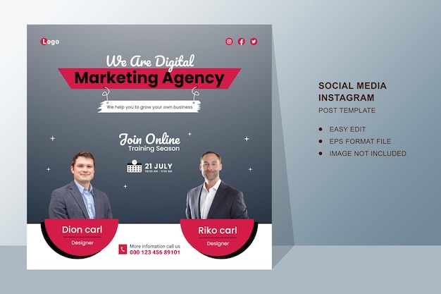 Digital marketing agency and corporate business social media post or web banner and flyer template