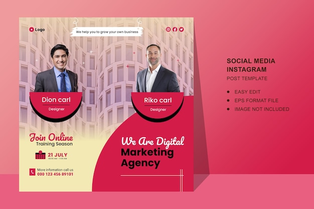 Vector digital marketing agency and corporate business social media post or web banner and flyer template