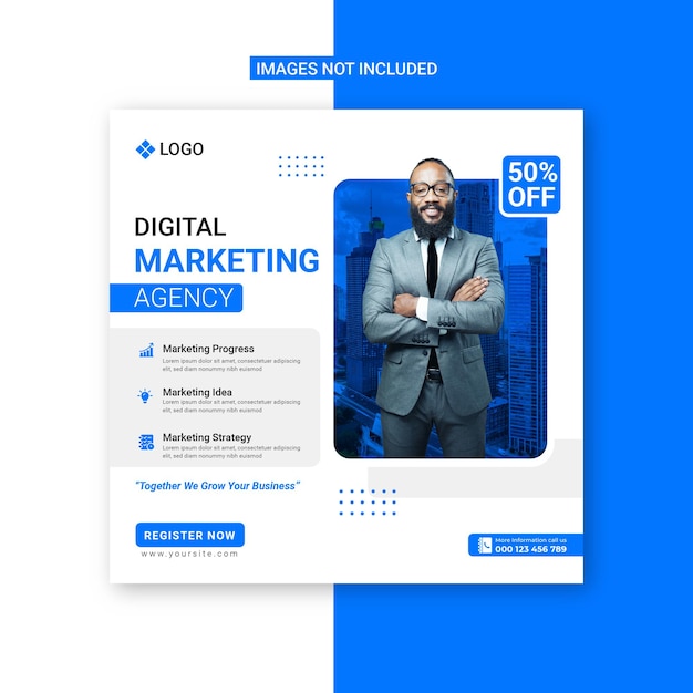 Digital marketing agency and corporate business square social media poster