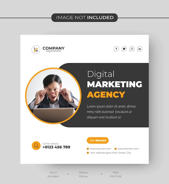 Digital marketing agency corporate creative social media post banner flyer template