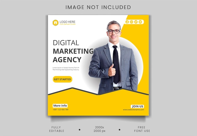 Digital marketing agency and corporate creative solution business flyer square social media