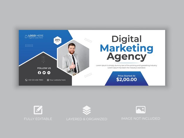 Vector digital marketing agency and corporate facebook cover design template