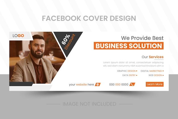 Вектор дизайна шаблона корпоративной обложки Facebook для агентства цифрового маркетинга
