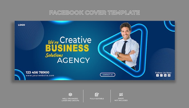 Agenzia di marketing digitale e modello di copertina di facebook aziendale