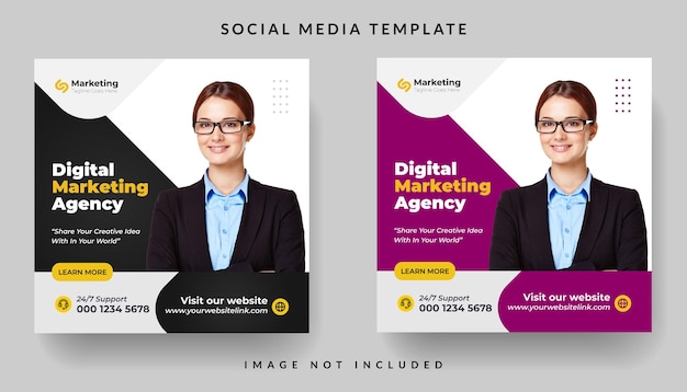디지털 마케팅 기관 기업 전단지 광장 소셜 미디어 게시물 벡터 디자인