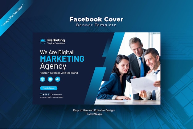 Vettore agenzia di marketing digitale e banner di social media aziendale business facebook cover