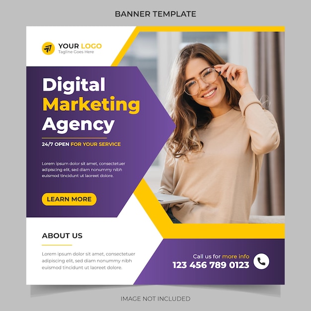 Digital marketing agency corporate social media banner and instagram post template design vector