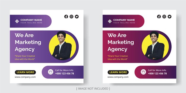 Vector digital marketing agency and corporate social media instagram post template