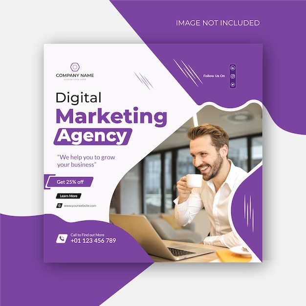 Digital marketing agency and corporate social media or Instagram post template