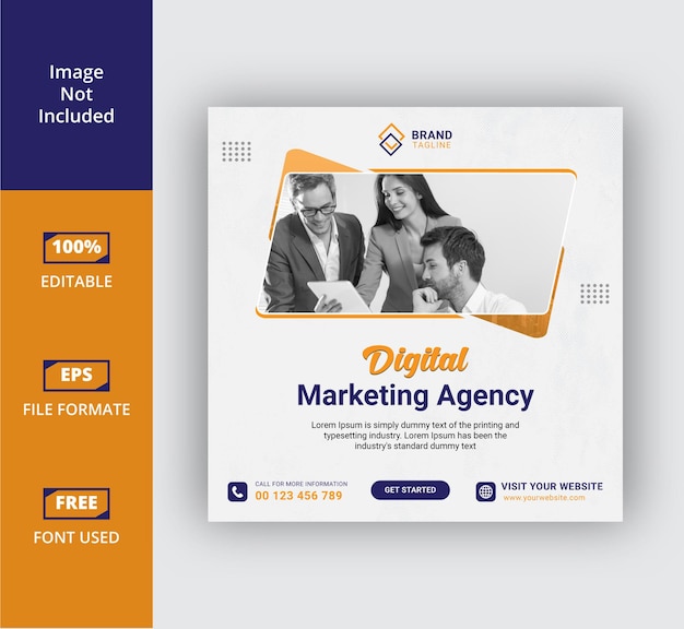 Digital marketing agency and corporate social media post banne template