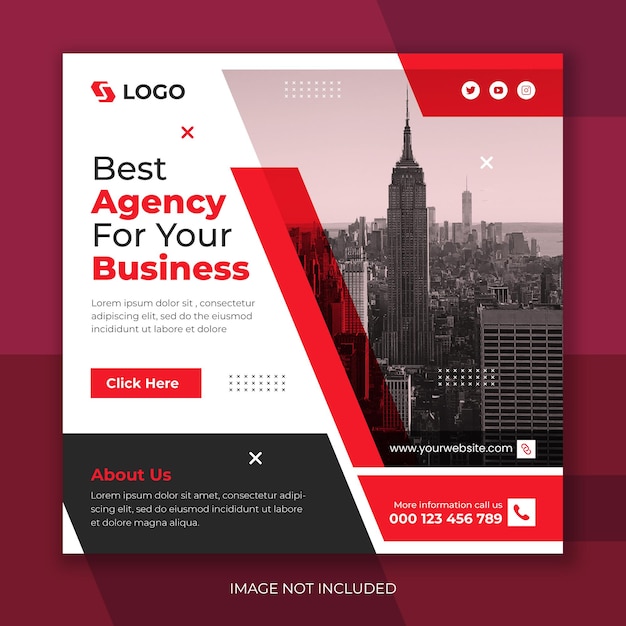 Digital marketing agency and corporate social media post design template premium vector