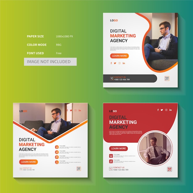 Vector digital marketing agency and corporate social media post design template