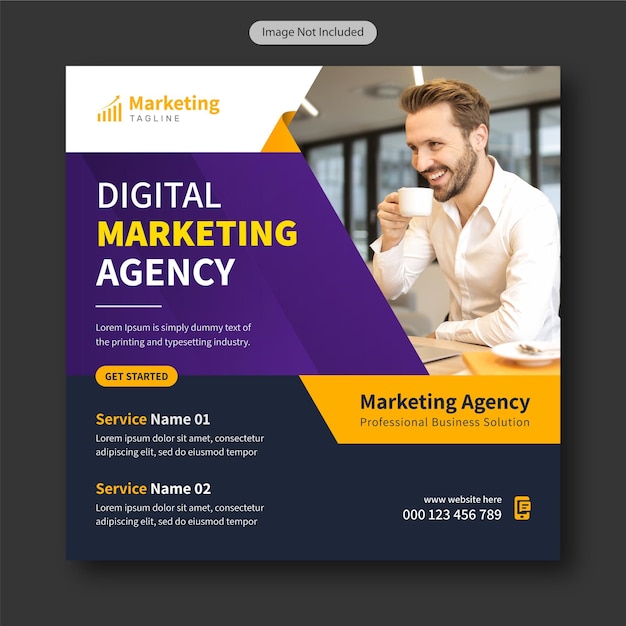 Agenzia di marketing digitale e post sui social media aziendali e modello di banner web post instagram